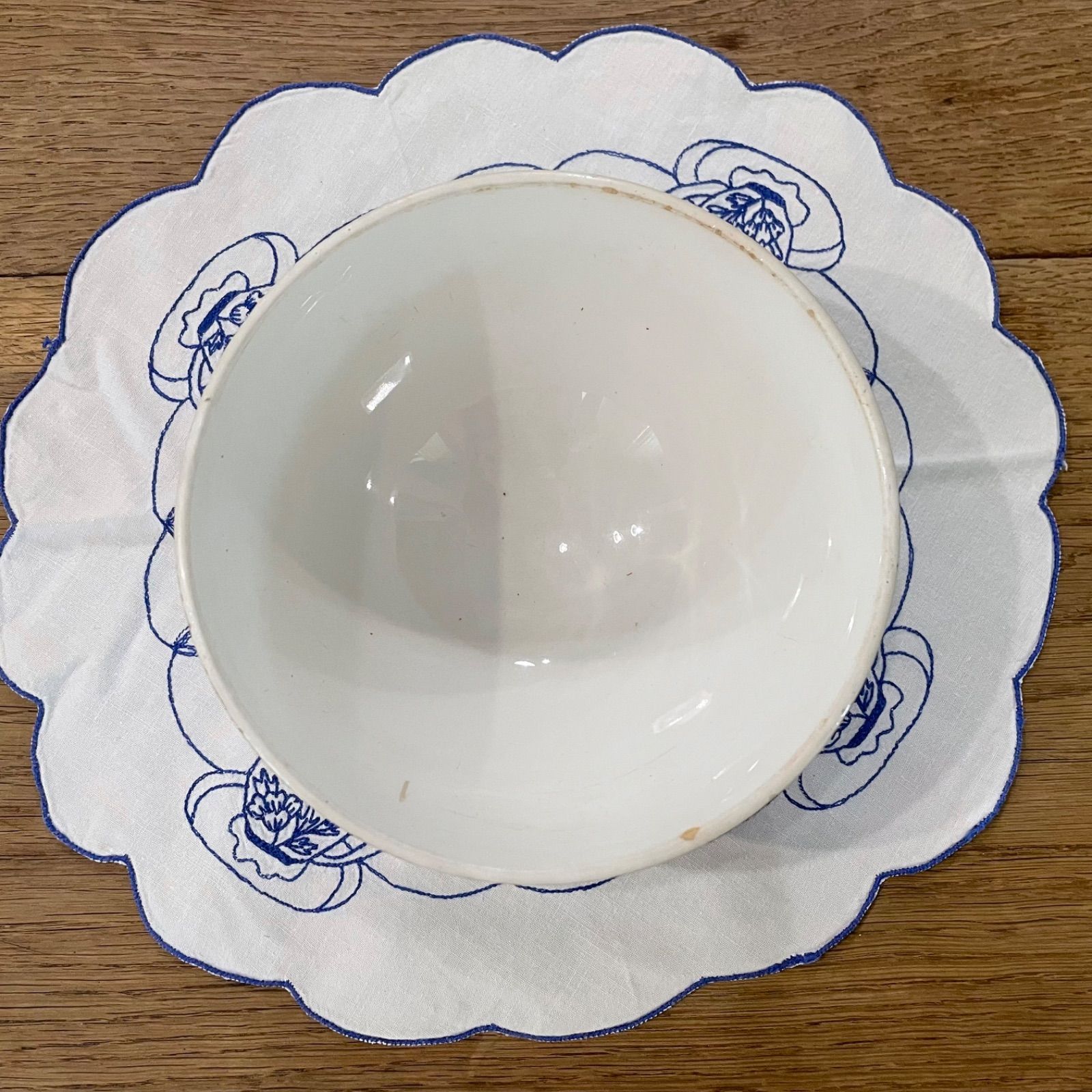 フランスアンティーク カフェオレボウル 青い花 ブルー フレンチ