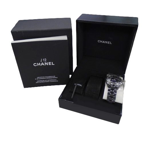 シャネル CHANEL 時計 メンズ ブランド J12 ファーズドゥリュヌ ムーンフェイズ デイト 自動巻き AT ステンレス SS ブラックセラミック H3406 ブラック 磨き済み 【中古】