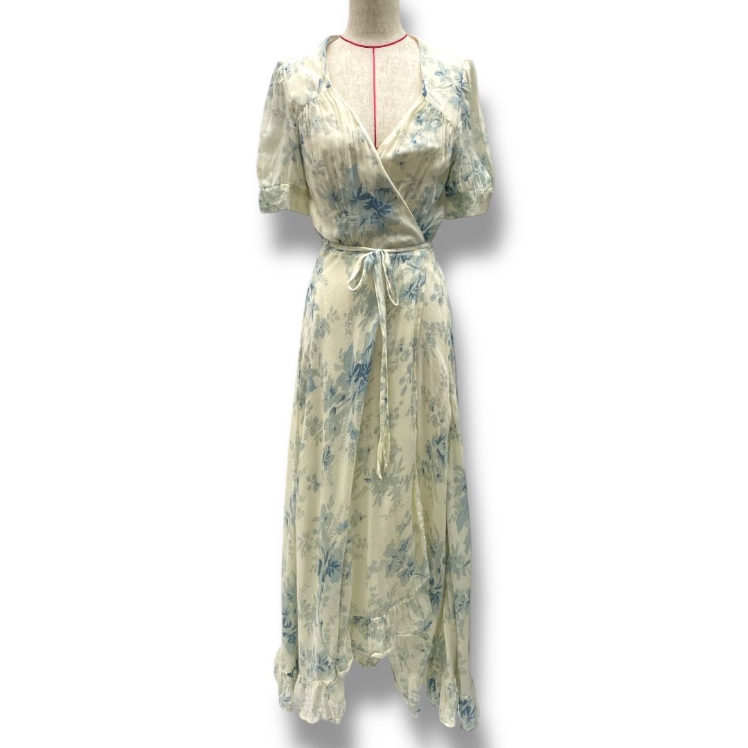 DENIM-SUPLY Ralph Lauren デニムアンドサプライラルフローレン 花柄カシュワールワンピース フリル 半袖 288594008011 白 青 ホワイト ブルー Sサイズ レディース 夏 有明ガーデンrecollect店 23 No.507Y