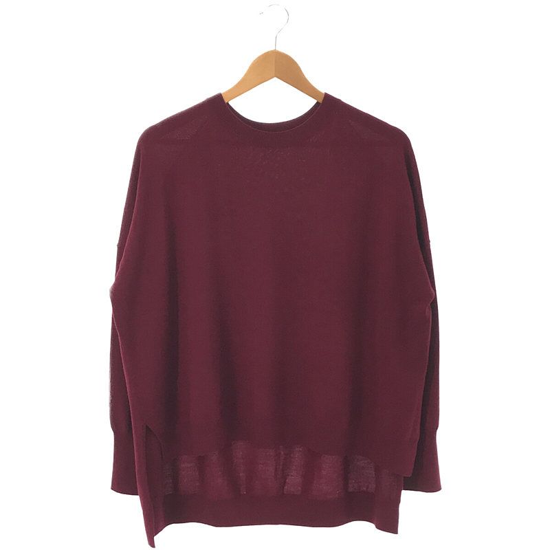 【美品】  L'Appartement / アパルトモン | 2021AW HELLO BONJOUR! SIDE SLIT KNIT サイドスリット クルーネック プルオーバー ニット セーター | F | ボルドー | レディース 美品】 L'Appartement / アパルトモン | 2021AW HELLO BONJOUR