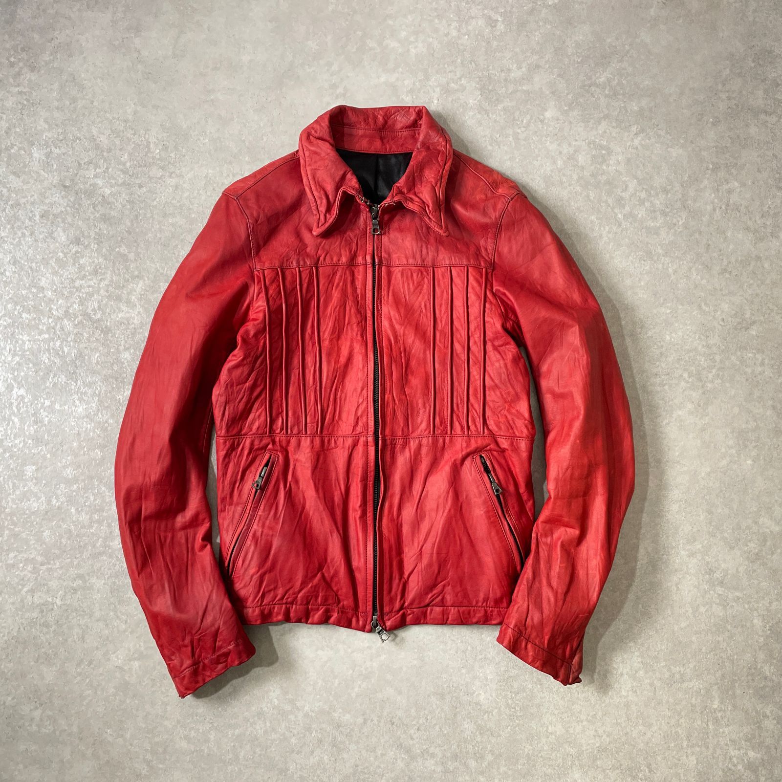 NO ID. 牛革 カウ レザー ライダース ジャケット 牛革 ririzip 使用 
