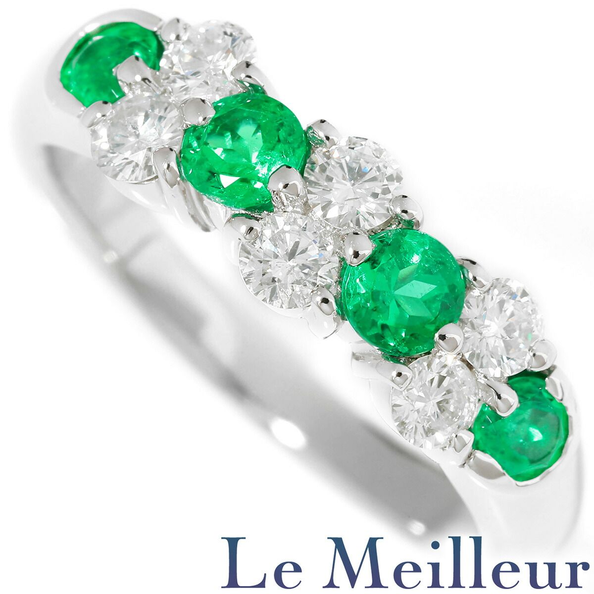 リング 指輪 エメラルド 0.55ct ダイヤモンド 0.48ct Pt900 13号 中古  