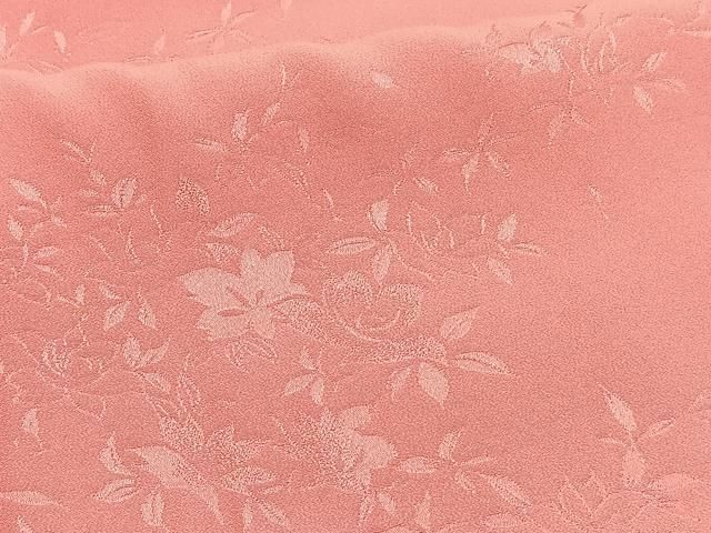 平和屋着物□上質な色無地 吉祥地紋 甚三紅色 正絹 逸品 未