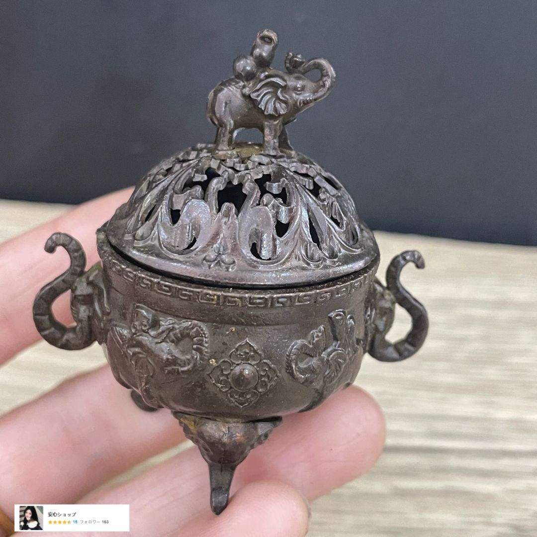 銅 細工 象蓋香炉 塔香炉 檀香炉 香具茶台薫香炉 工芸品 置物