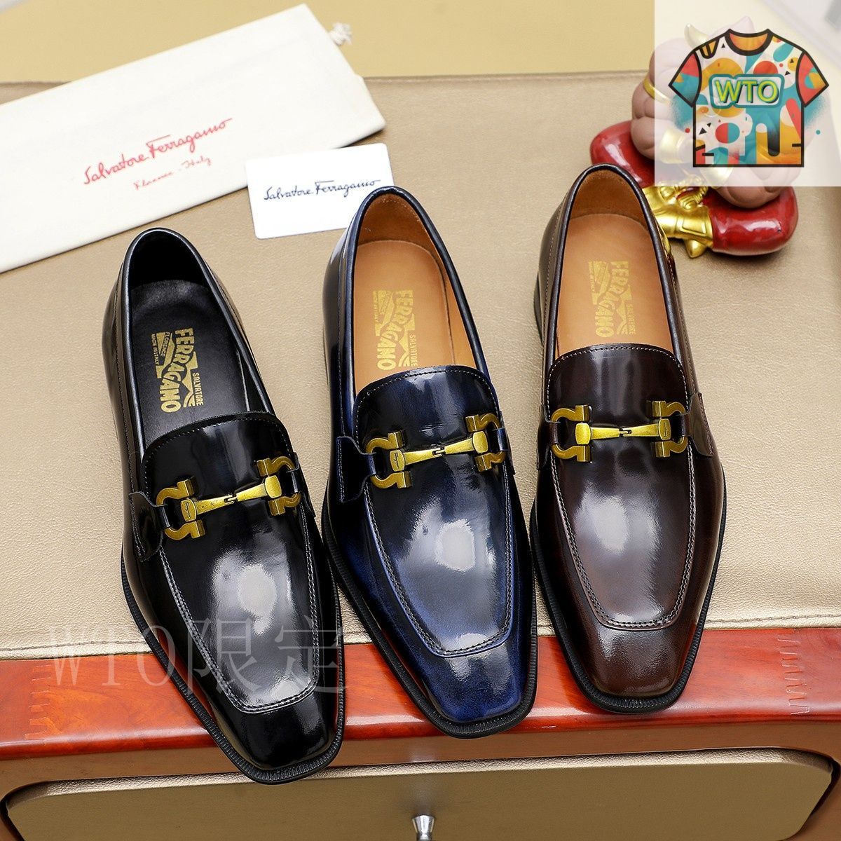 ferragamo*美品 FERRAGAMO フェラガモ ドライビングシューズ PARIGI NEW ワイズ
