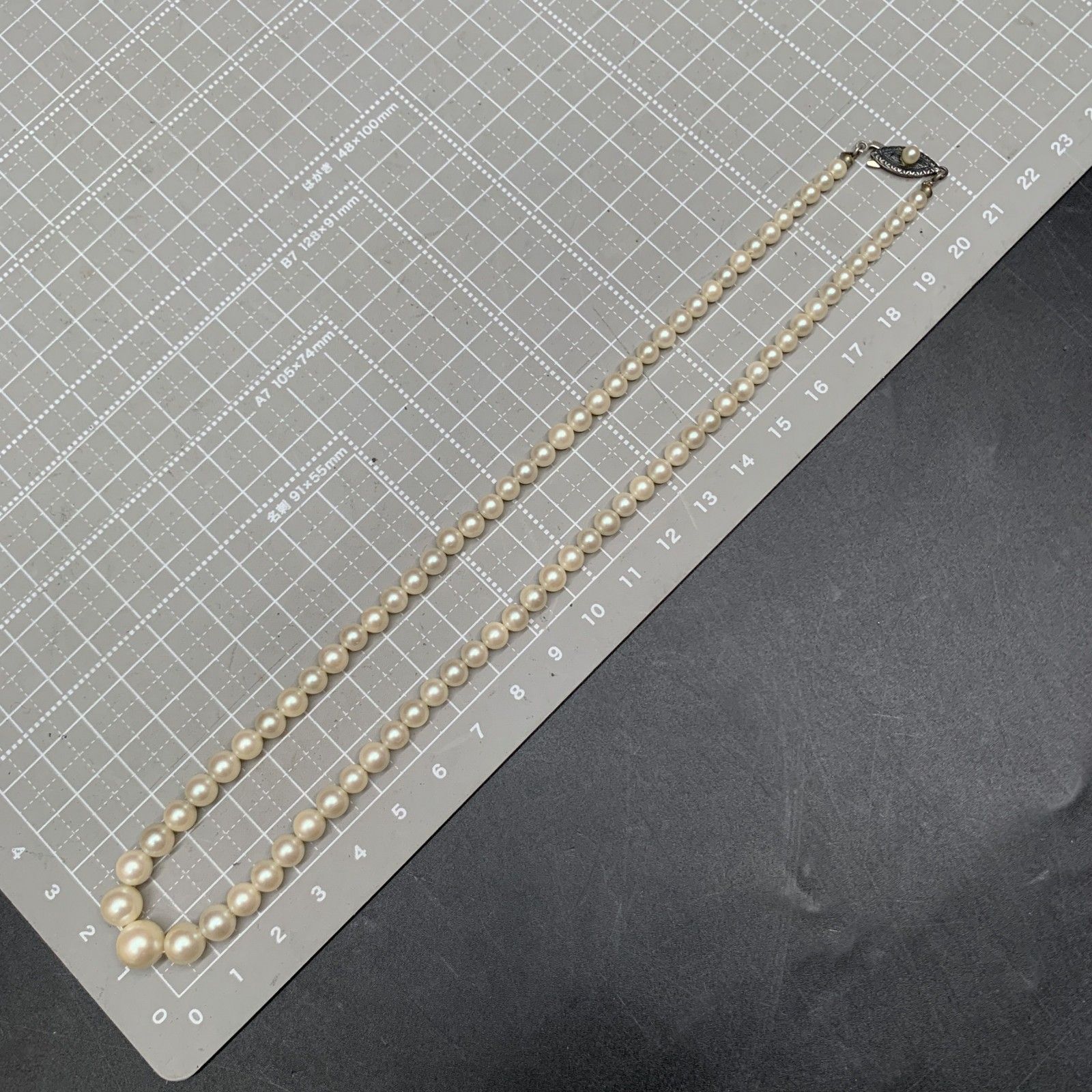 U244　テリ艶◎本真珠 パールネックレス シルバー SILVER刻印 レディースアクセサリー　総重量15.6g 中心8㎜以上　中古美品 U244 テリ艶◎本真珠 パールネックレス シルバー SILVER刻印
