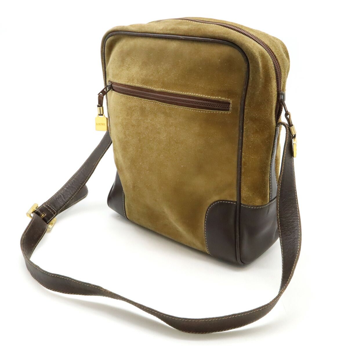 LOEWE ロエベ アナグラム ショルダーバッグ 斜め掛け スエード レザー