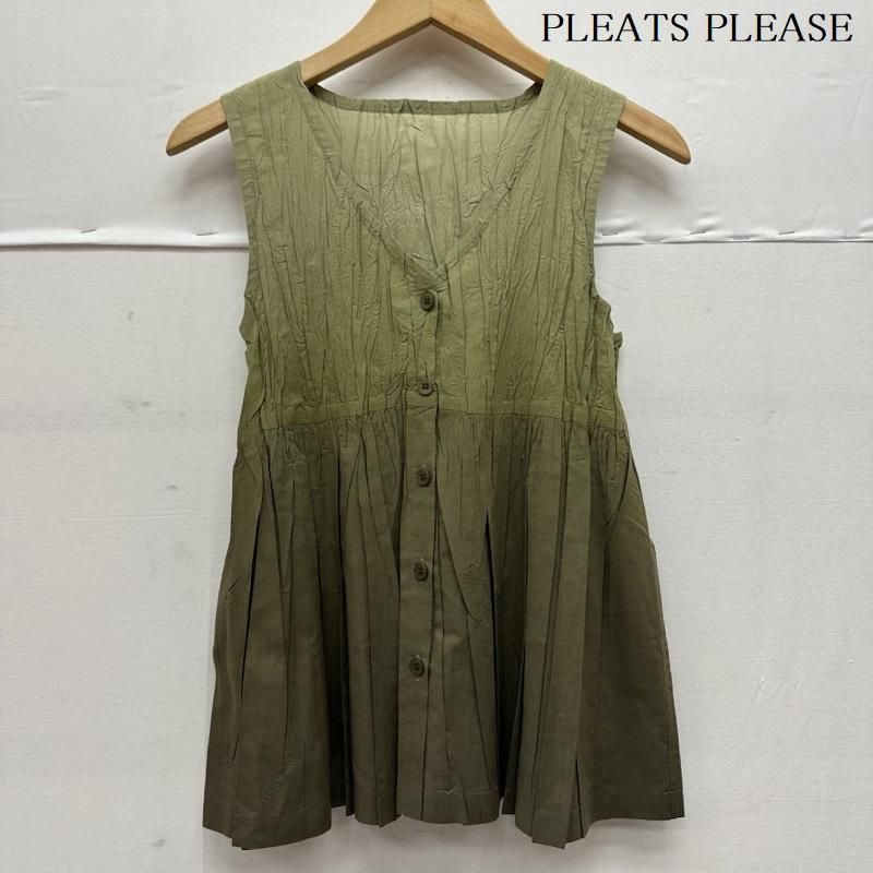 PLEATS PLEASE プリーツプリーズ タンクトップ ISSEY MIYAKE ノースリーブ シワ プリーツ 加工 グラデーション ベスト PP93-PE971