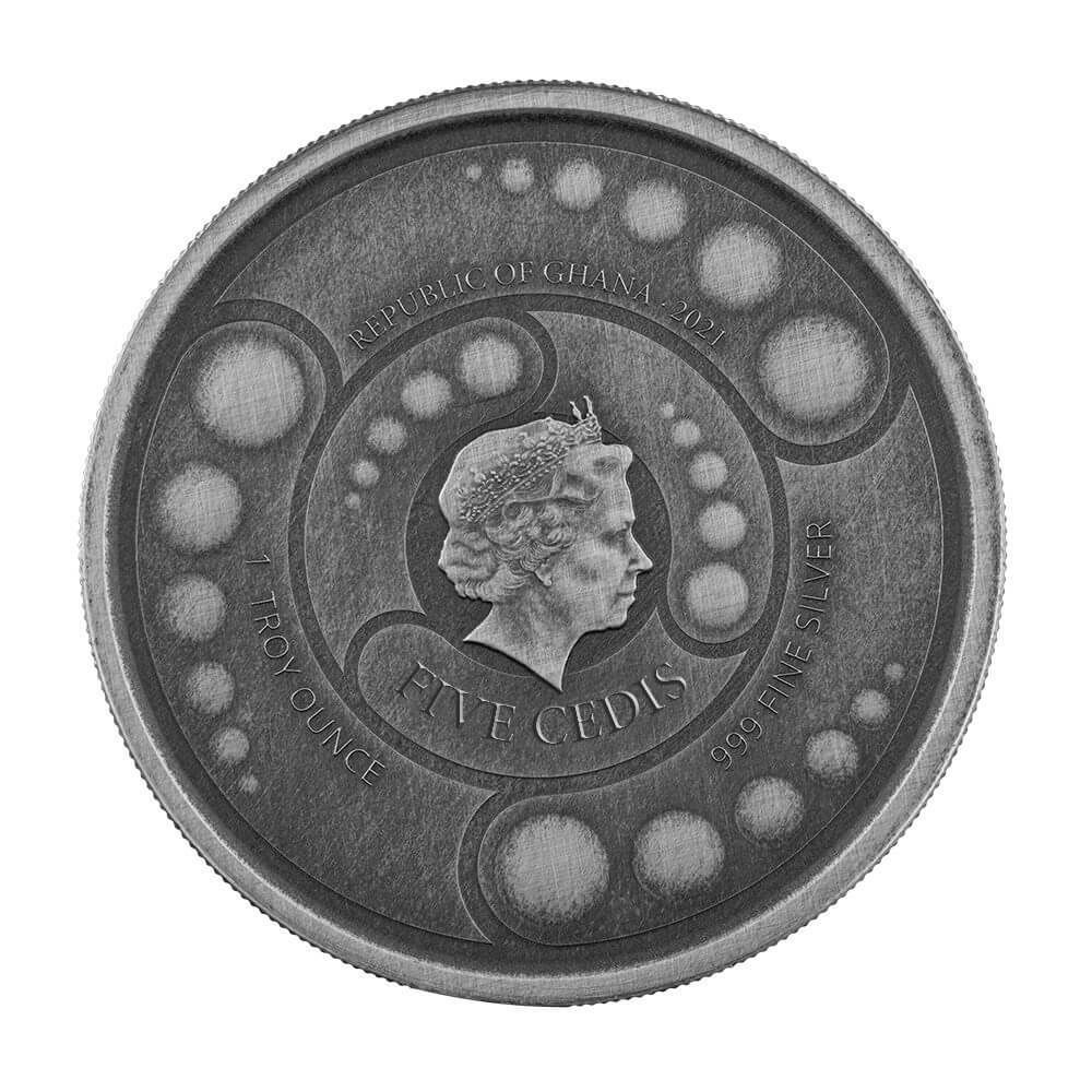 [保証書・カプセル付き] 2021年 (新品) ガーナ「宇宙人・エイリアン」純銀 1オンス アンティーク 銀貨
