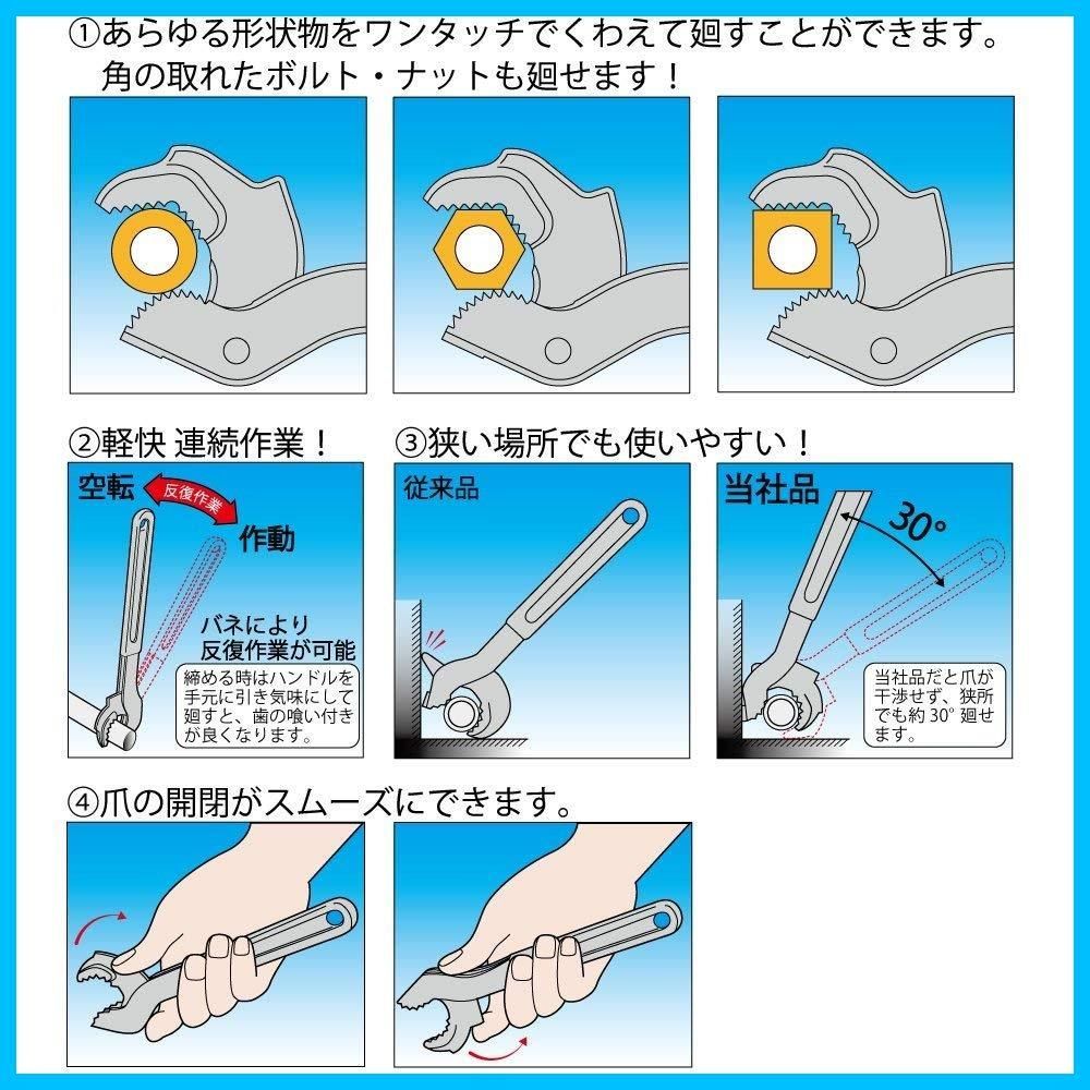 トップ工業 (TOP) スピードレンチ パイプレンチ 口開き 19~43mm 万能