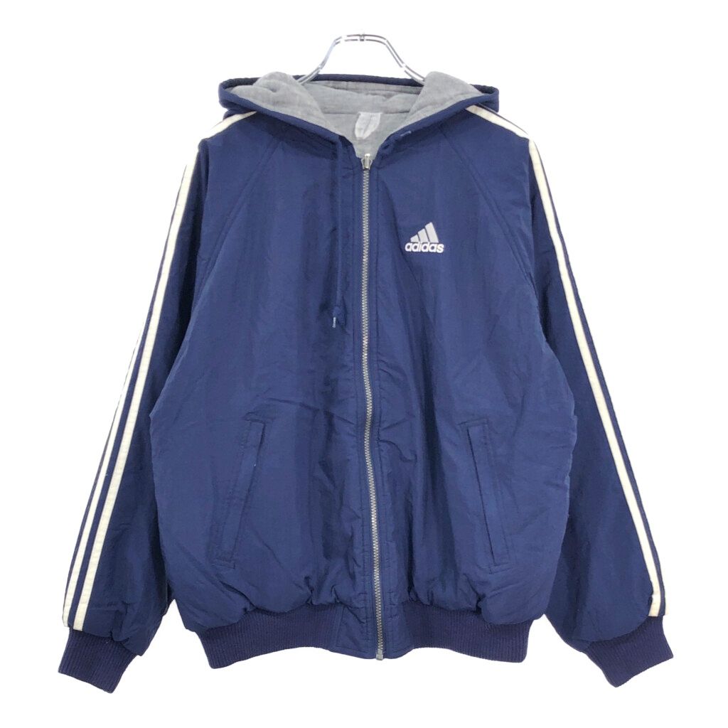adidas アディダス リバーシブル ナイロンジャケット スポーツ ネイビー メンズ M 古着 V4529