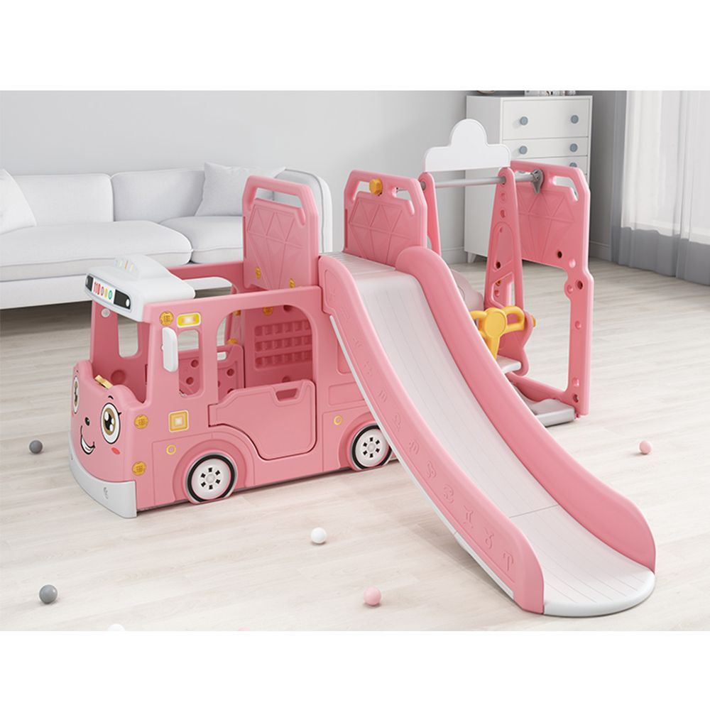 ピンク】バス滑り台 すべり台 ブランコ スイング 大型遊具 スライダー