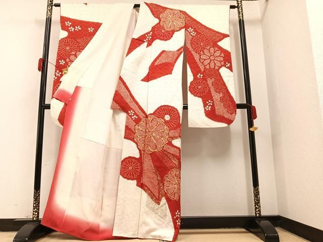 平和屋着物○豪華振袖 駒刺繍 絞り 舞花文 金彩 西武百貨店扱い 正絹  