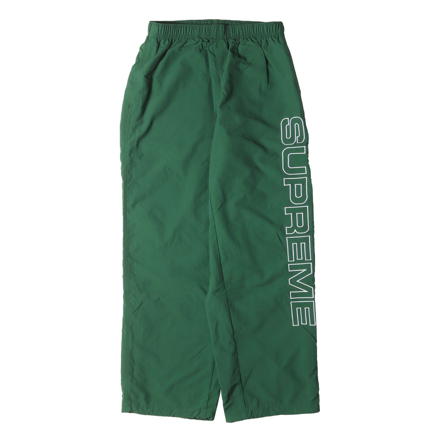 【美品】Supreme シュプリーム パンツ サイズ:S / 24AW ロゴ刺繍 ナイロン トラックパンツ (Spellout Embroidered Track Pant) / ダークグリーン / ボトムス ズボン【メンズ】【中古】