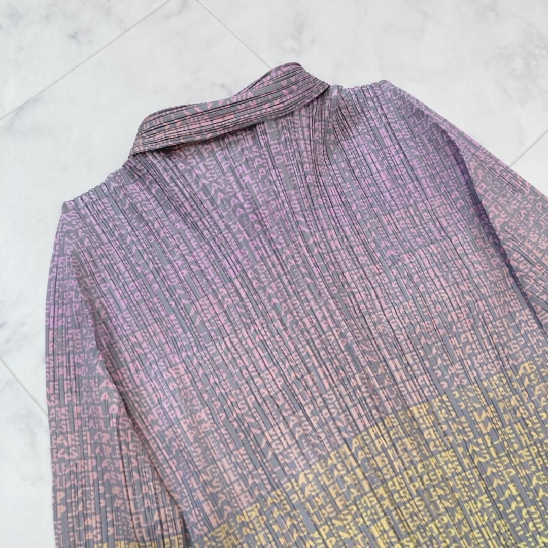 プリーツプリーズ 総柄 シャツ ブラウス トップス グラデーション