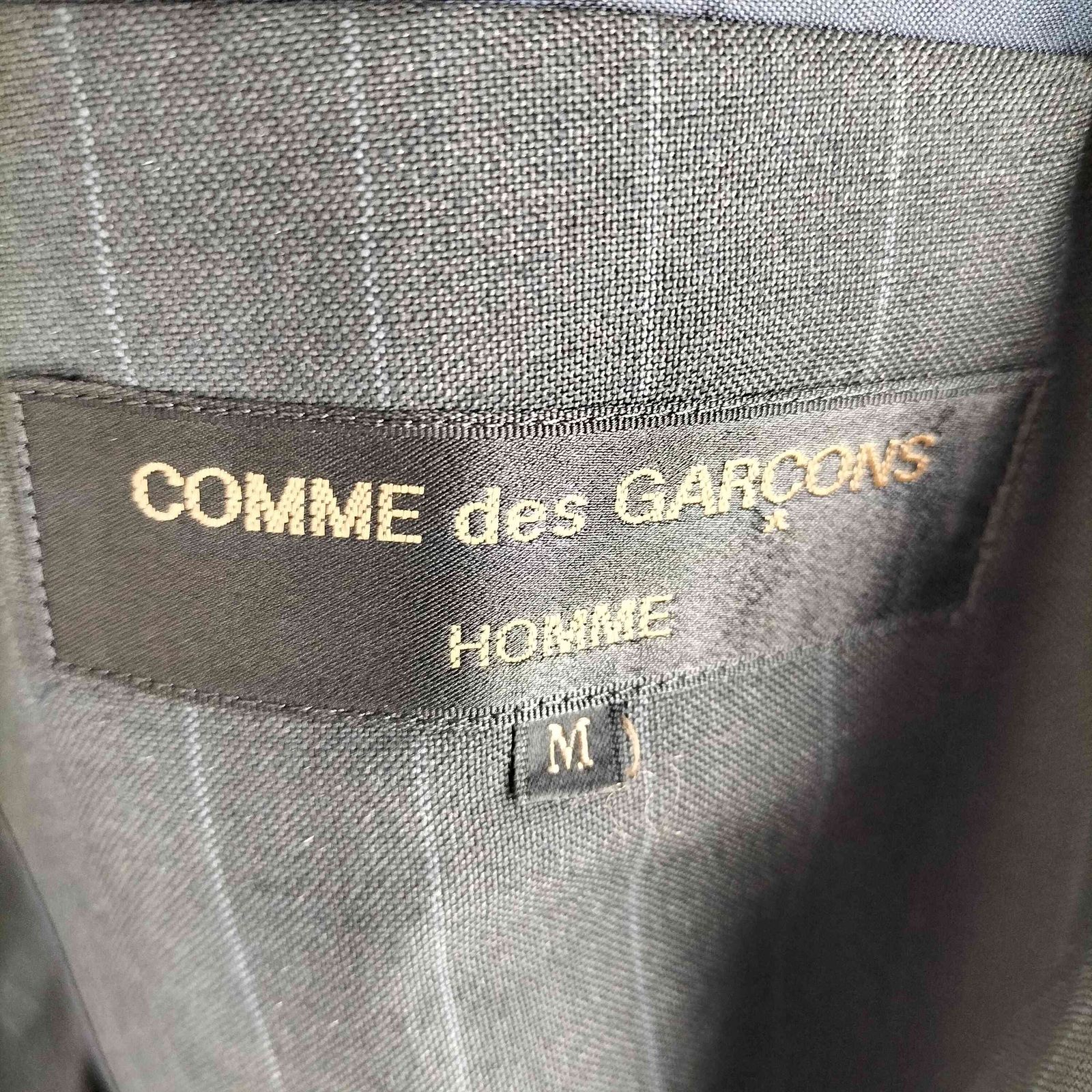 コムデギャルソンオム COMME des GARCONS HOMME 80S 金文字タグ ウールギャバ ストライプ柄2Bテーラードジャケット メンズ JPN：M 