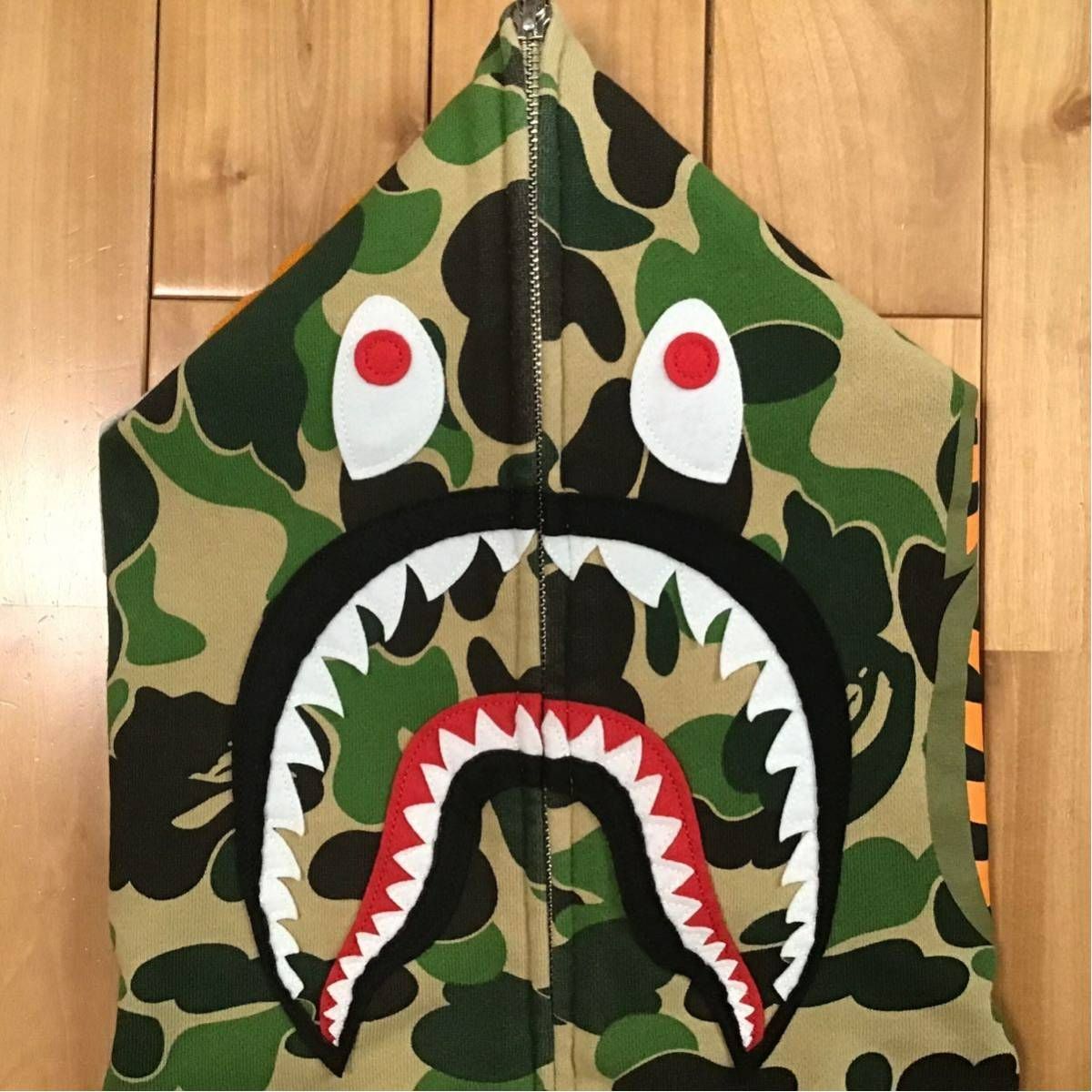 ABC camo green シャーク パーカー Lサイズ shark full zip hoodie a