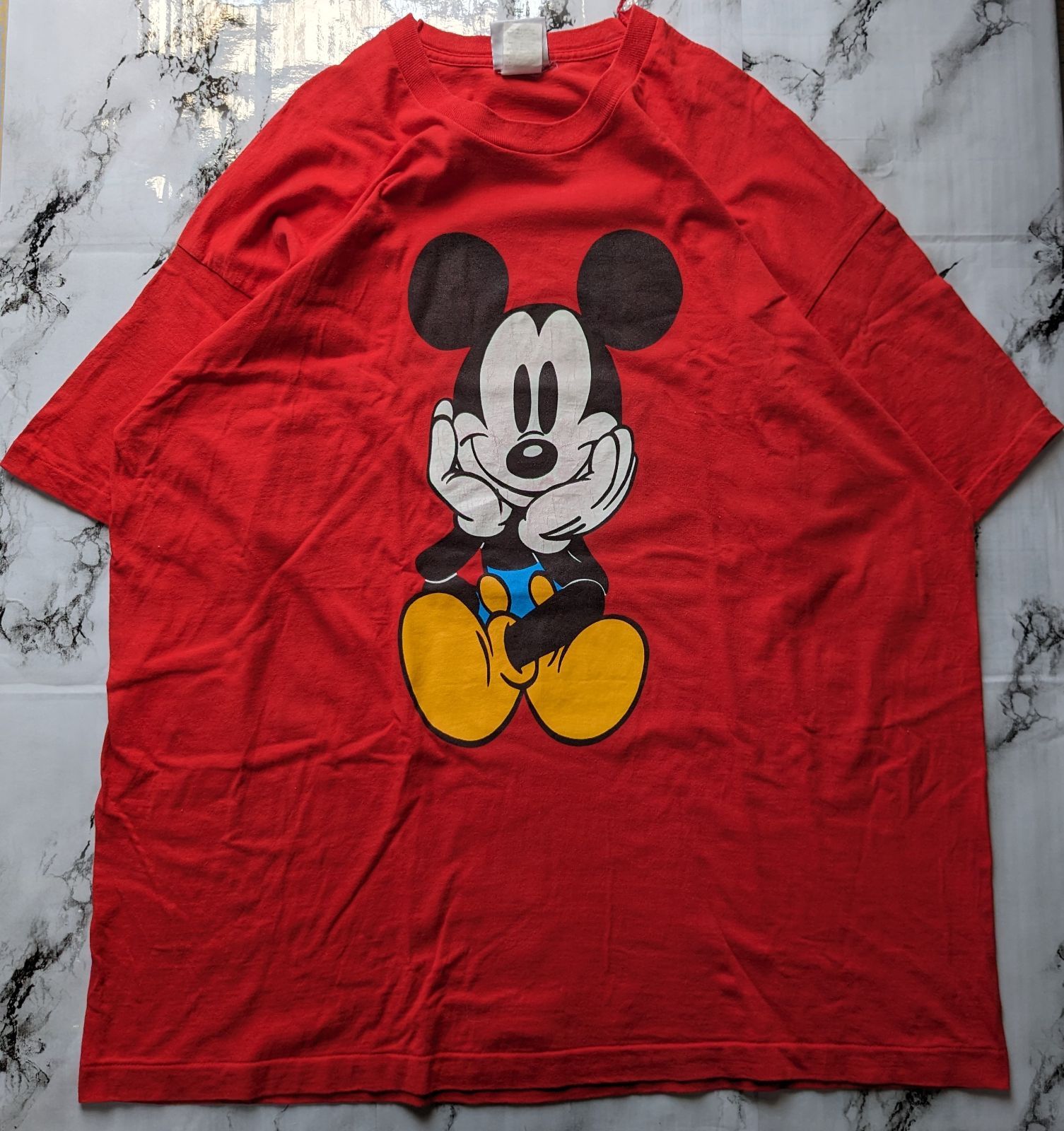 古着 90s ミッキー エイサップロッキー着用 半袖 シャツ ディズニー 黒 ① 90s Asap Rocky ディズニー ミッキー Tシャツ USA製 お座り