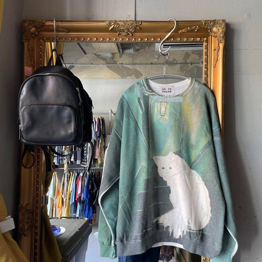 AN YO TAILOR ねこ 猫 ネコ cat スウェット 長袖 総柄