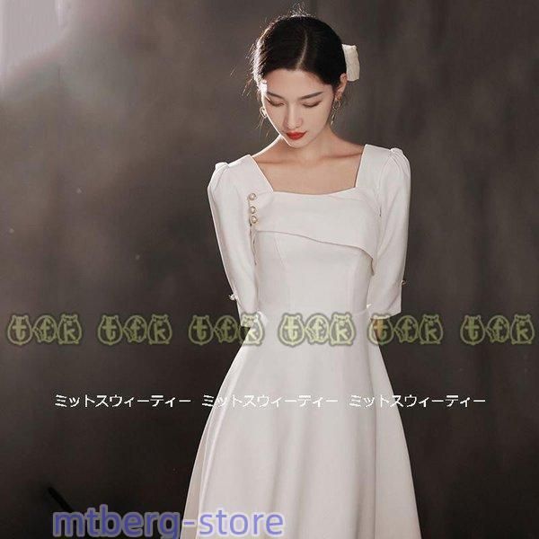 ウェディングドレス 花嫁 二次会 ウエディングドレス 結婚式 前撮り 披露宴 レストランウェディング ハネムーンフォト サテン リゾ