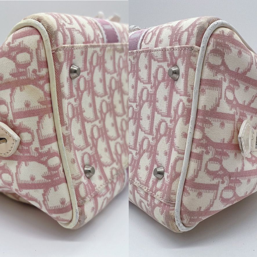 ディオール Dior ピンク ハンドバッグ フラワ Dior】ディオール トロッター柄 フラワー ハンドバッグ ピンク