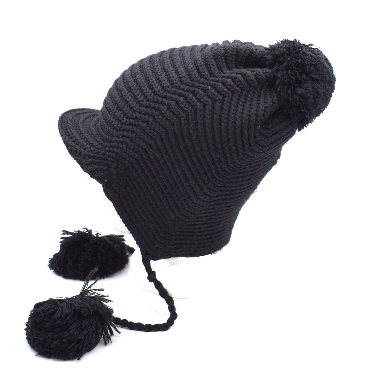 GUCCI グッチ ニット帽子 ポンポン付き 耳当て付き 帽子 L 59 ブラック
