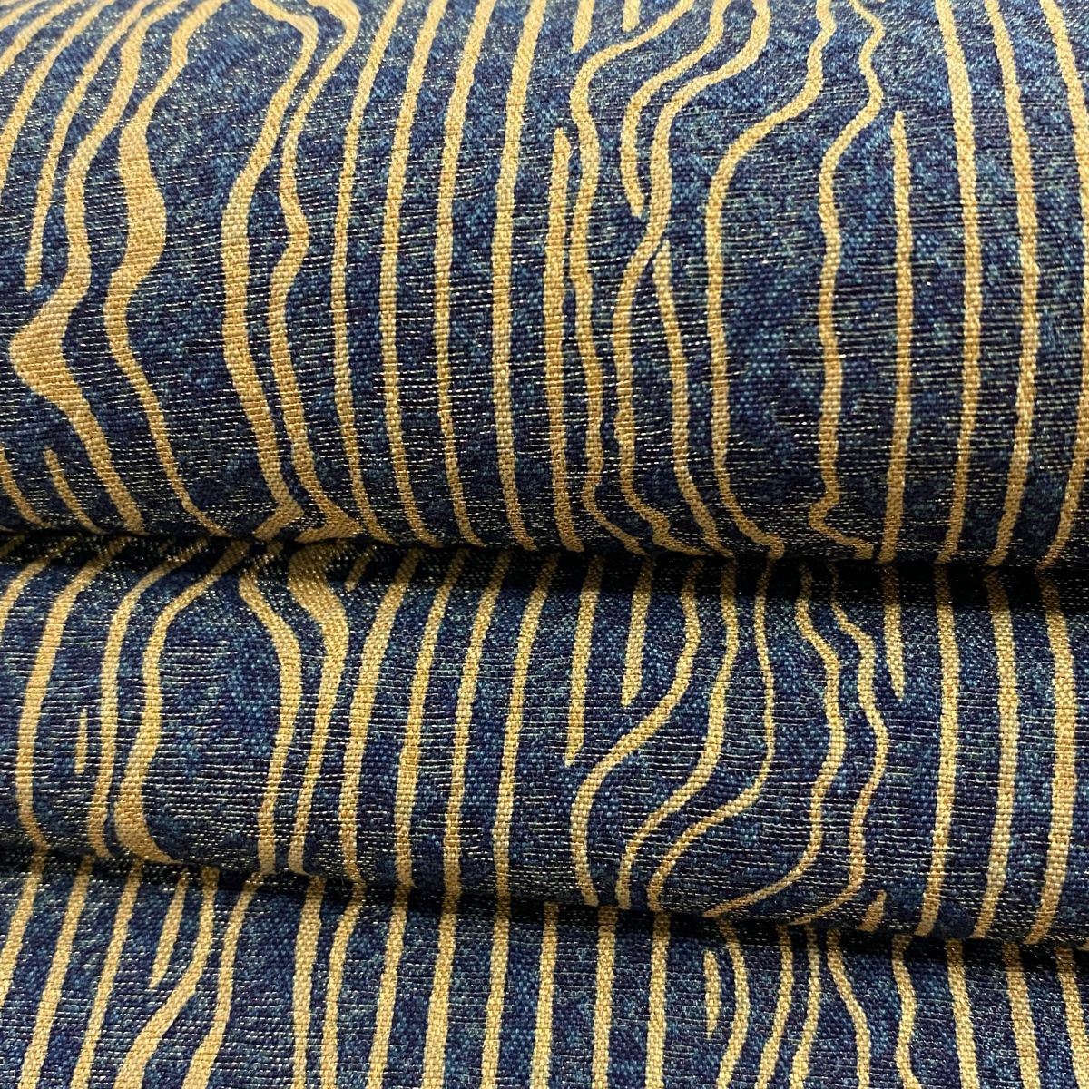 袋帯 美品 名品 縞 幾何学模様 金通し 藍色 全通 正絹 【中古】 - メルカリ