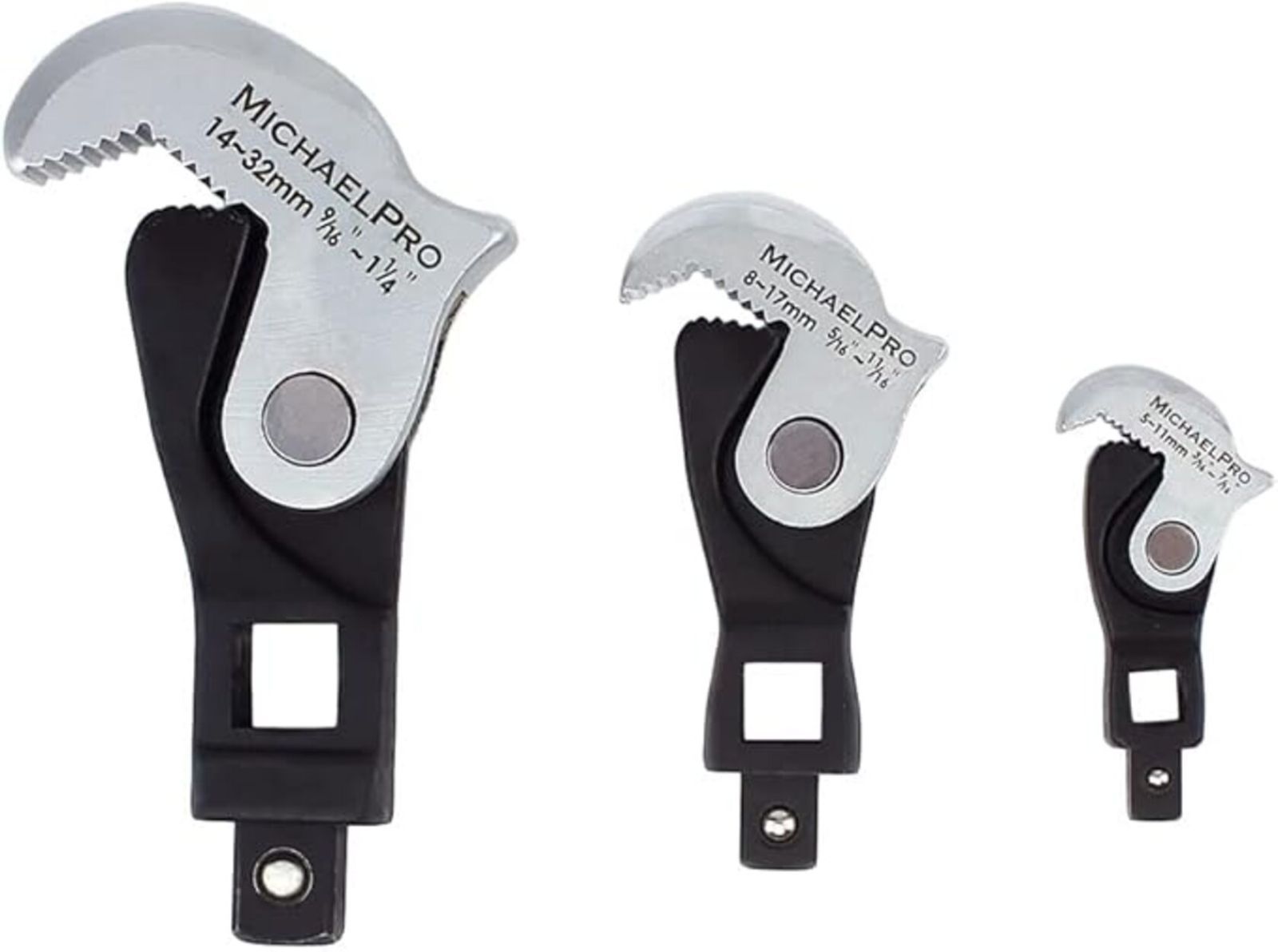 バネ式自動サイズ調整クローフットレンチセット 3個セット クロウフットレンチセット 自動調整レンチ マルチサイズスプリングレンチ SAE メトリック 5-32mm 3 16-11 4インチ対応 マイケルプロ MP001205 MichaelPro