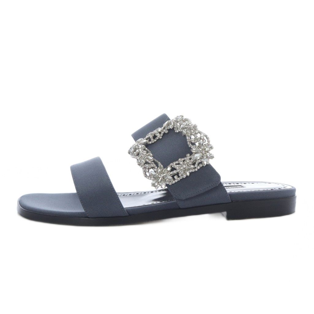 【美品】MANOLO BLAHNIK ビジューフラット 36.5 MANOLO BLAHNIK ビジューモチーフ フラットシューズ 36.5