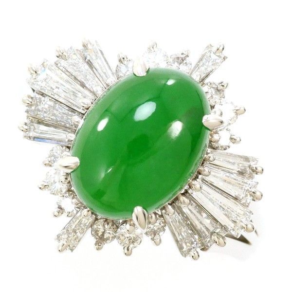 Pt900 プラチナリング 翡翠 ダイヤモンド 総重量9g Pt900 プラチナリング 翡翠 ダイヤモンド 総重量9g