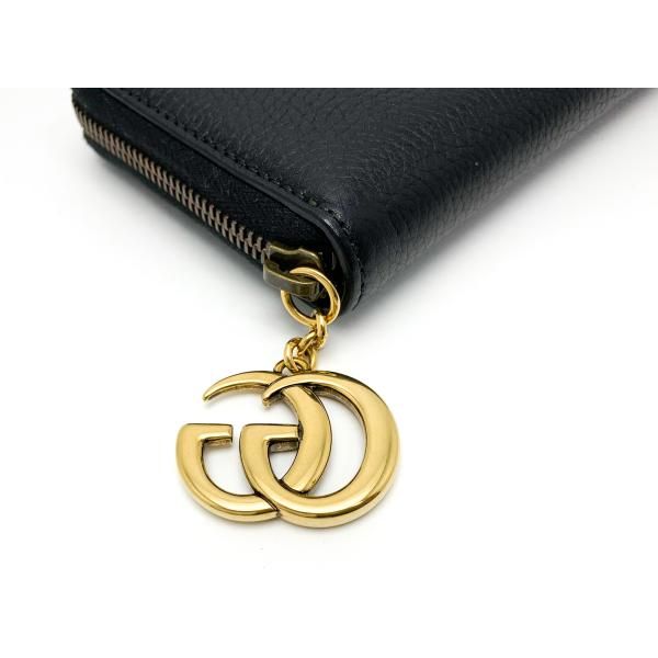 GUCCI グッチ GGマーモント 黒 ブラック カーフ ラウンドファスナー長