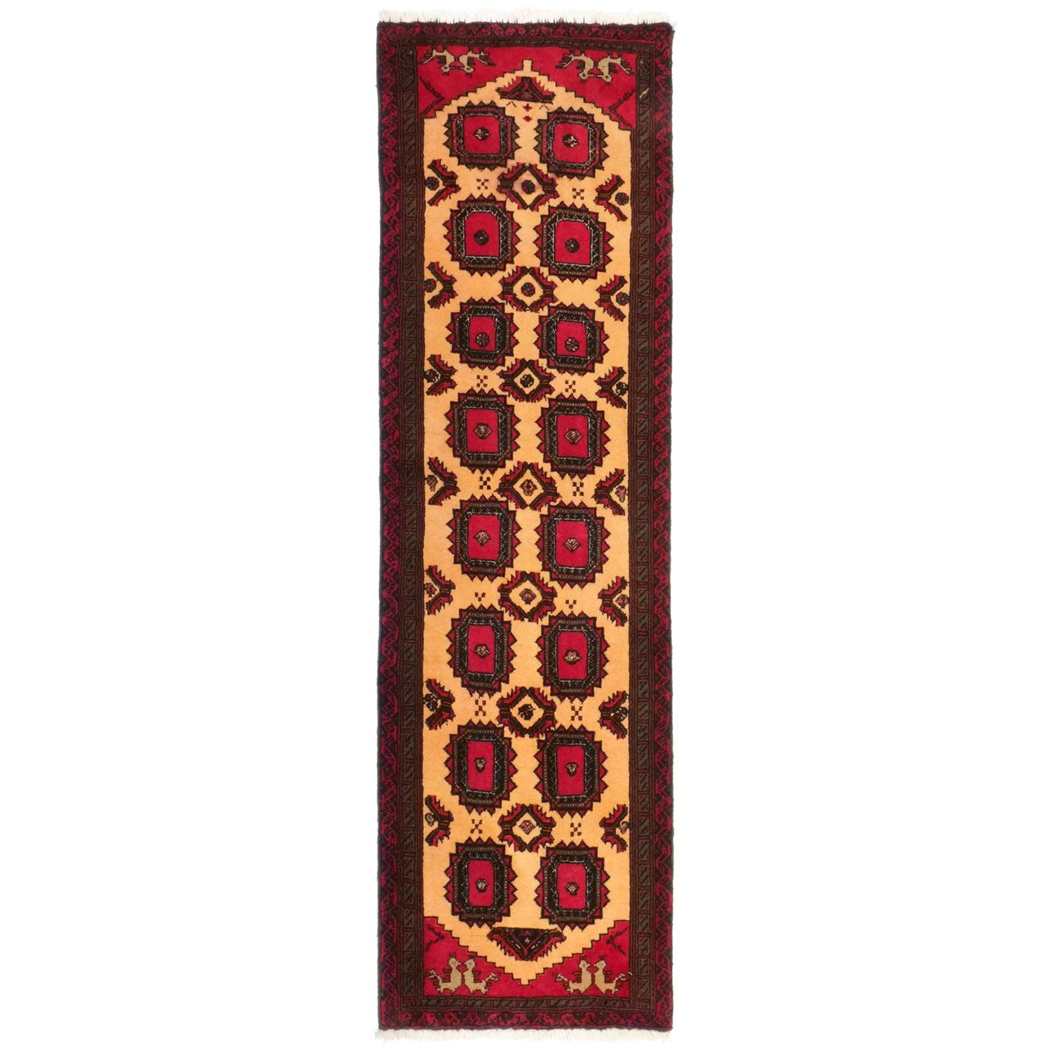 バルーチ 1950年代 1950×560mm セミアンティーク エルサリギュル 手織り - carpet-アンティークペルシャ絨毯 ヴィンテージラグ専門店 送料無料