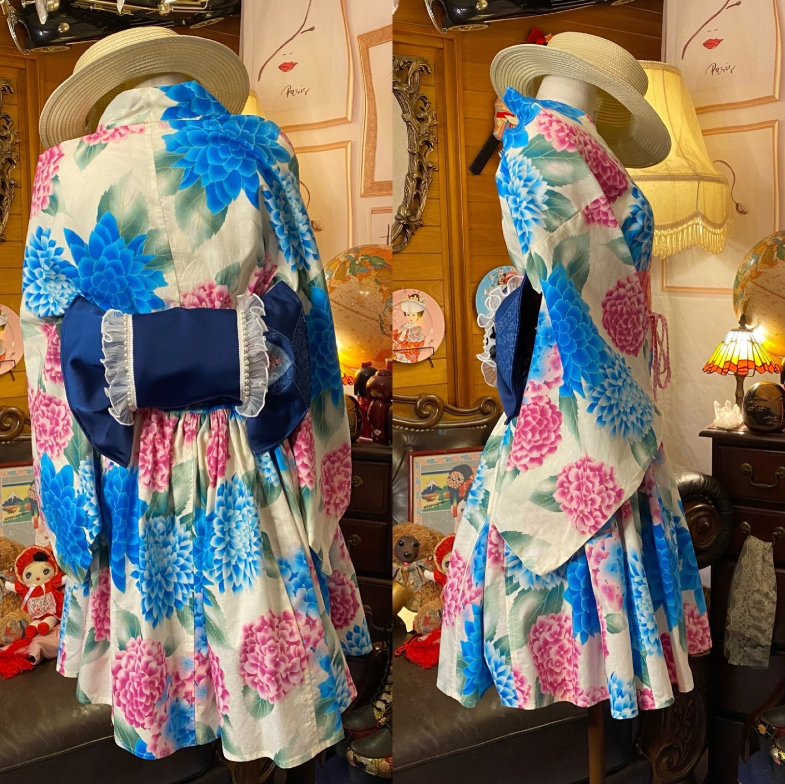 スポンジボブ 半袖ミニワンピース フリル付き リメイク 衣装 古着リメイク 古着 スポンジボブ 半袖ミニワンピース フリル付き リメイク 衣装