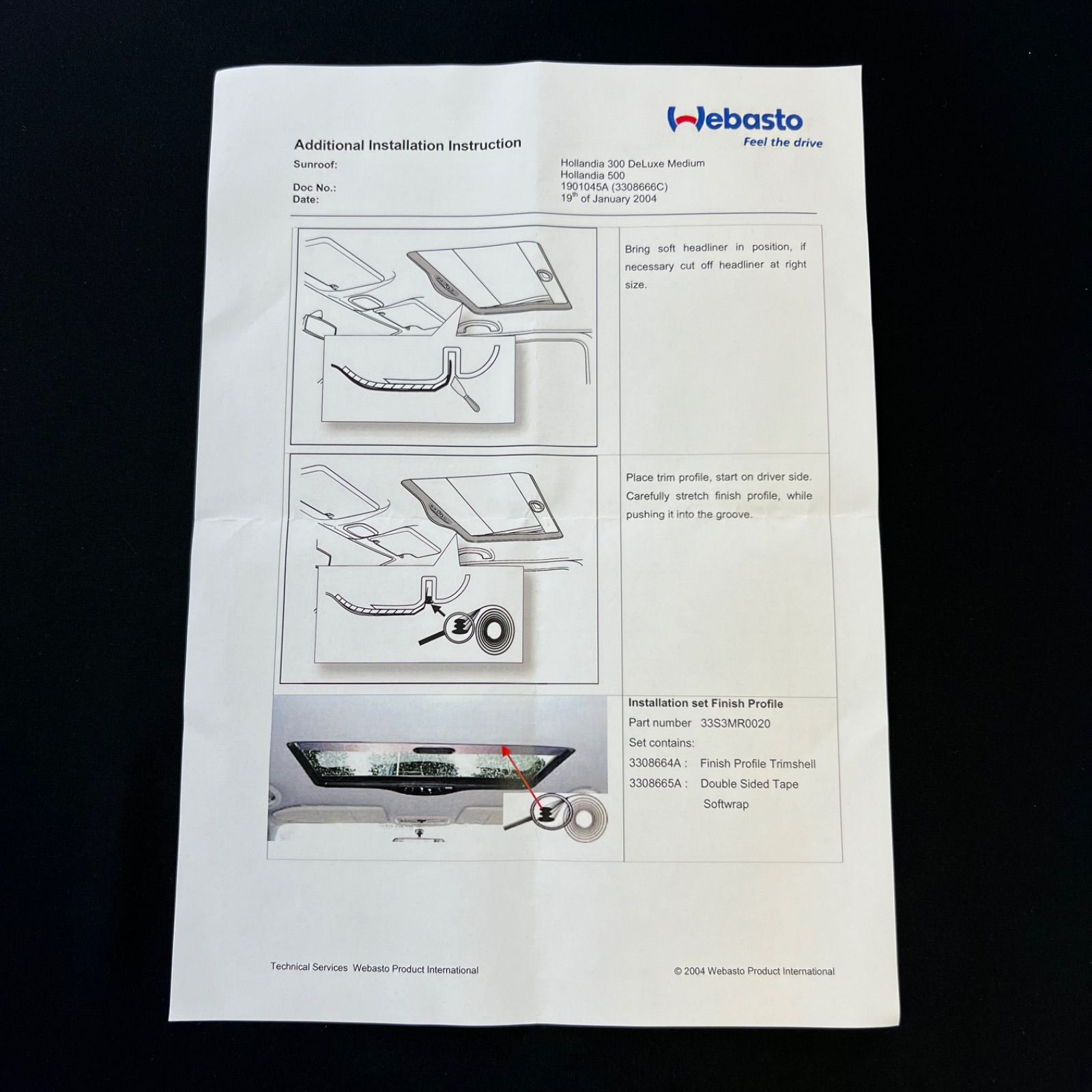 Webasto製 Hollandia 300 DeLuxe Medium/Large兼用 巻き込みフィニッシャーKit 後付けサンルーフ  ホランディア300 サービスパーツ 補修部品 - メルカリ