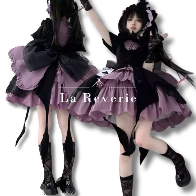 ゴスロリ ロリータ ファッション パープル 黒 ブラック 紫 サブカル 服 ワンピース コスプレ 少女 怪 盗 スペードエース サブカル