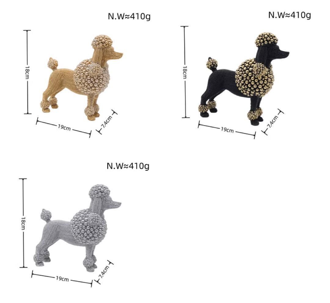 置物 犬 オブジェ ゴールド トイプードル オーナメント ブラック 金 黒