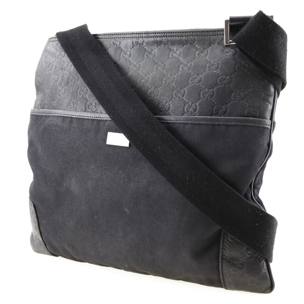 GUCCI】グッチ GG 161822 シマレザー×キャンバス 黒 ユニセック