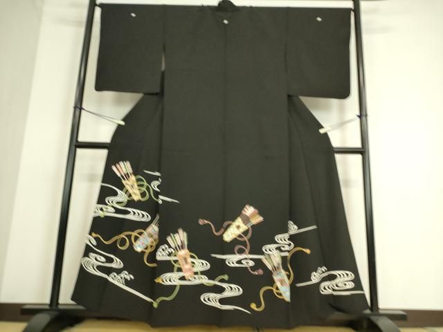 平和屋着物●本加賀友禅作家　坂木末代　黒留袖　文箱　色紙草花文　正絹　逸品　DAAV8830tw 平和屋着物○本加賀友禅作家 坂木末代 黒留袖 文箱 色紙草花