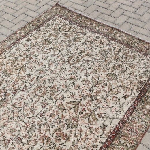 超大判187×287 ボタニカル 王道 トルコヴィンテージラグ 超大判187×287