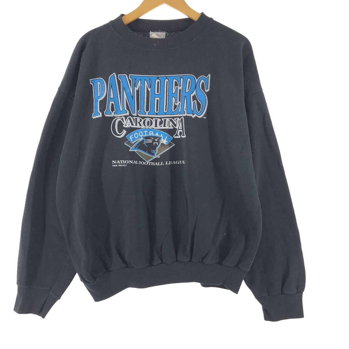 90年代 リー Lee NFL CAROLINA PANTHERS カロライナパンサーズ プリントスウェットシャツ トレーナー USA製 メンズM ヴィンテージ /taa001357