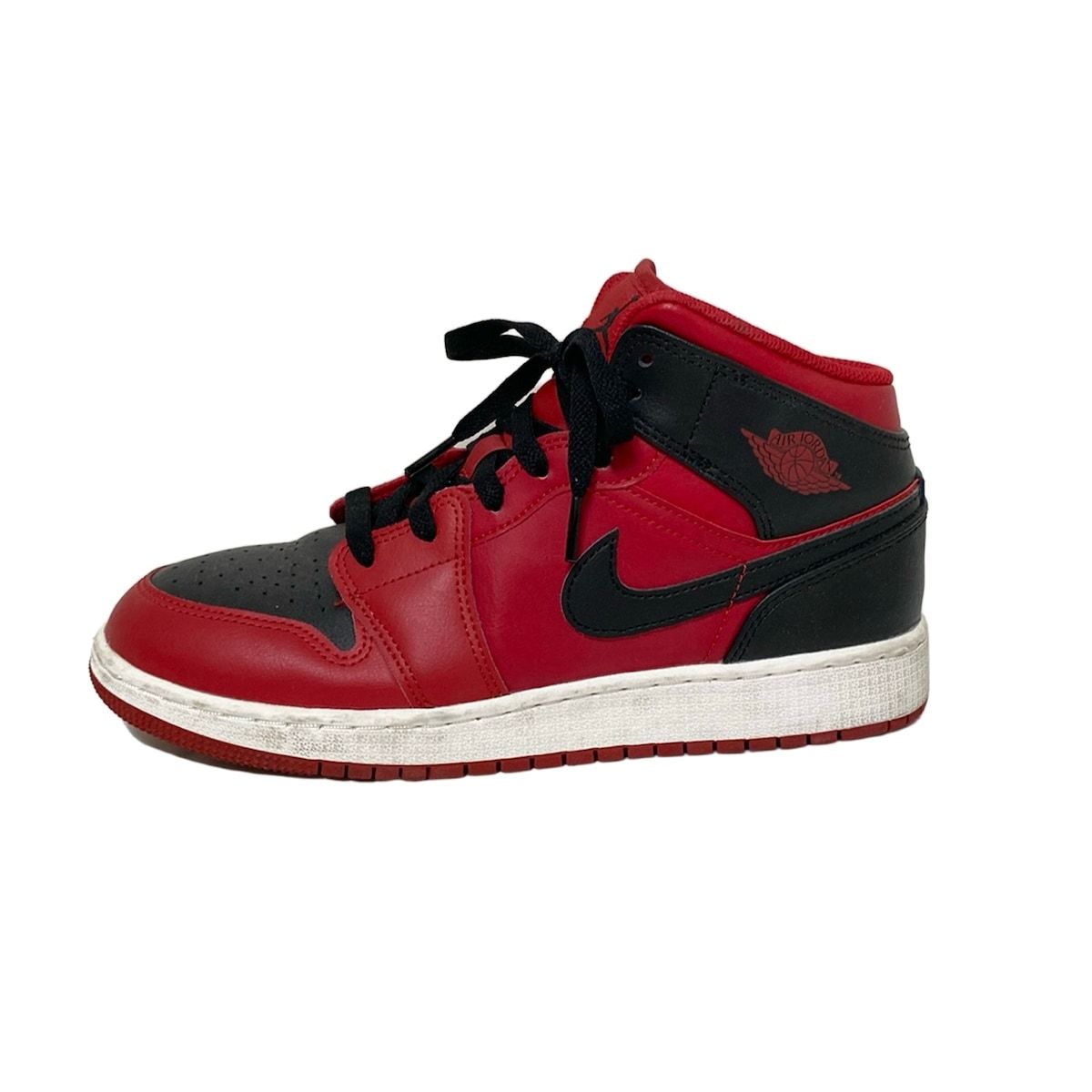 NIKE ナイキ スニーカー 25 レディース エアジョーダン 1 ミッド 554725-660 レッド×黒×白