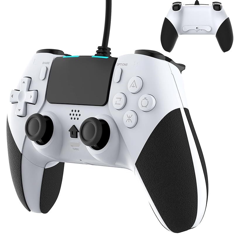 Elnicec P4 コントローラー 有線 背面ボタン付き [2024年最新バージョン]p4 ゲームパッド TURBO連射機能 ジャイロセンサー機能 HD振動 人間工学 USB接続 システム対応 高耐久ボタン 全バージョン PC/P