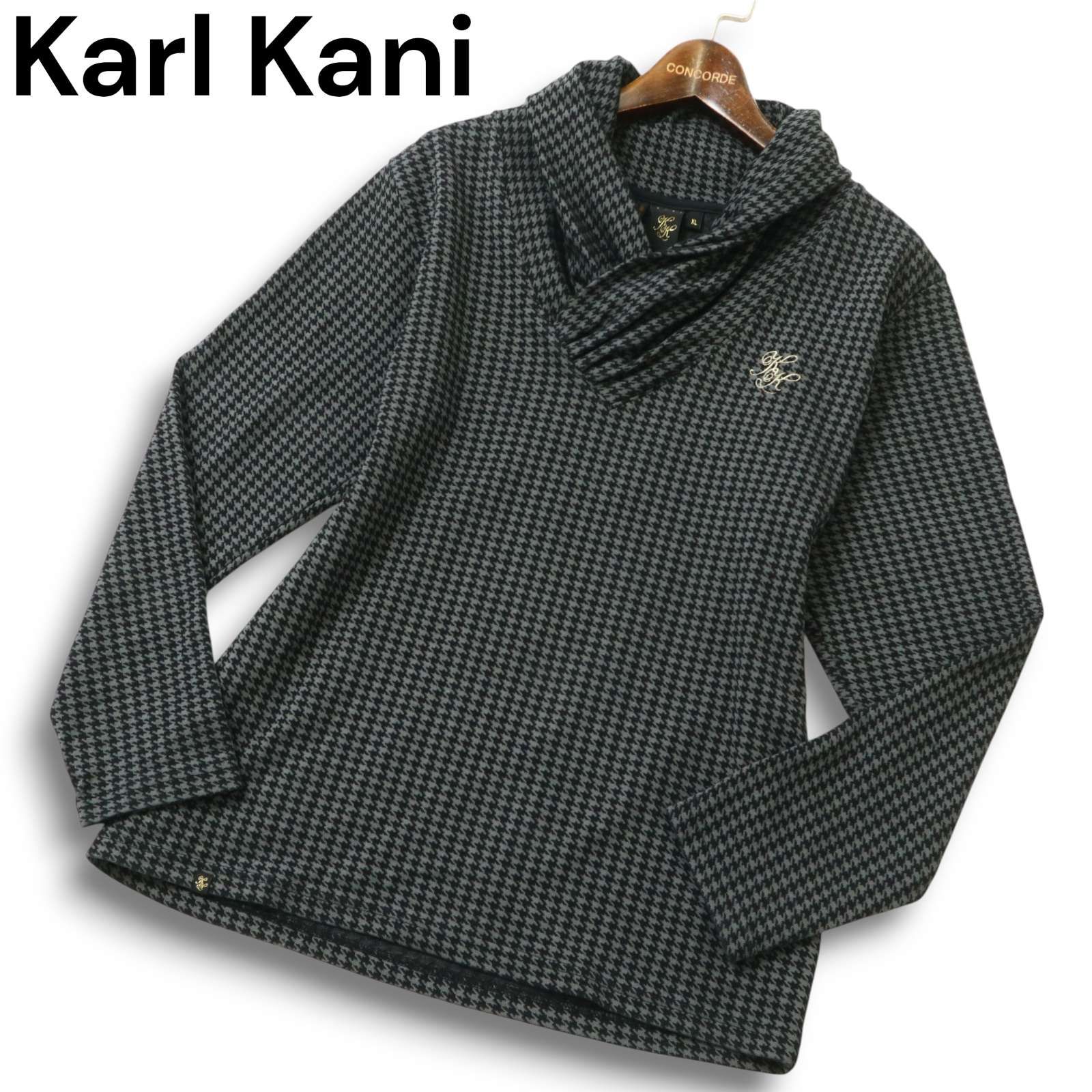 Karl Kani カールカナイ ロゴ ドレープネック☆ 千鳥柄 長袖 ニット 