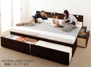 お客様組立 大容量収納ファミリーチェストベッド マルチラススーパースプリングマットレス付き B+C ワイドK200