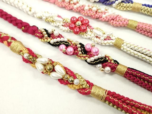 平和屋着物●和装小物 振袖用飾り付き帯締め10本セット パール 花 金銀糸 CAAX8202ju