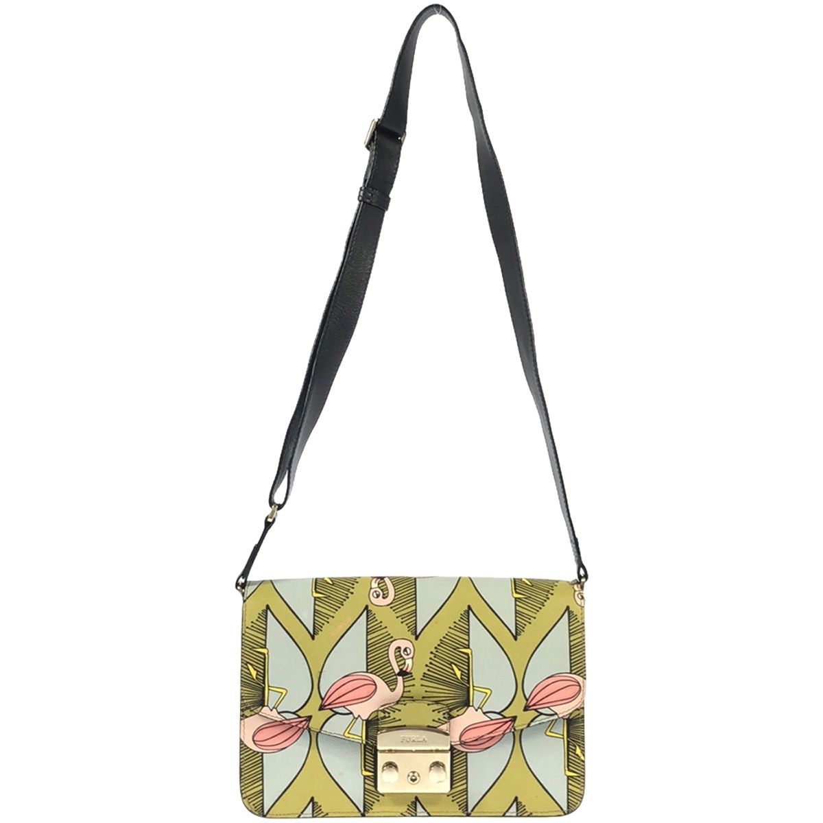 FURLA フルラ フラミンゴ柄クロスボディショルダーバッグ ミックス 