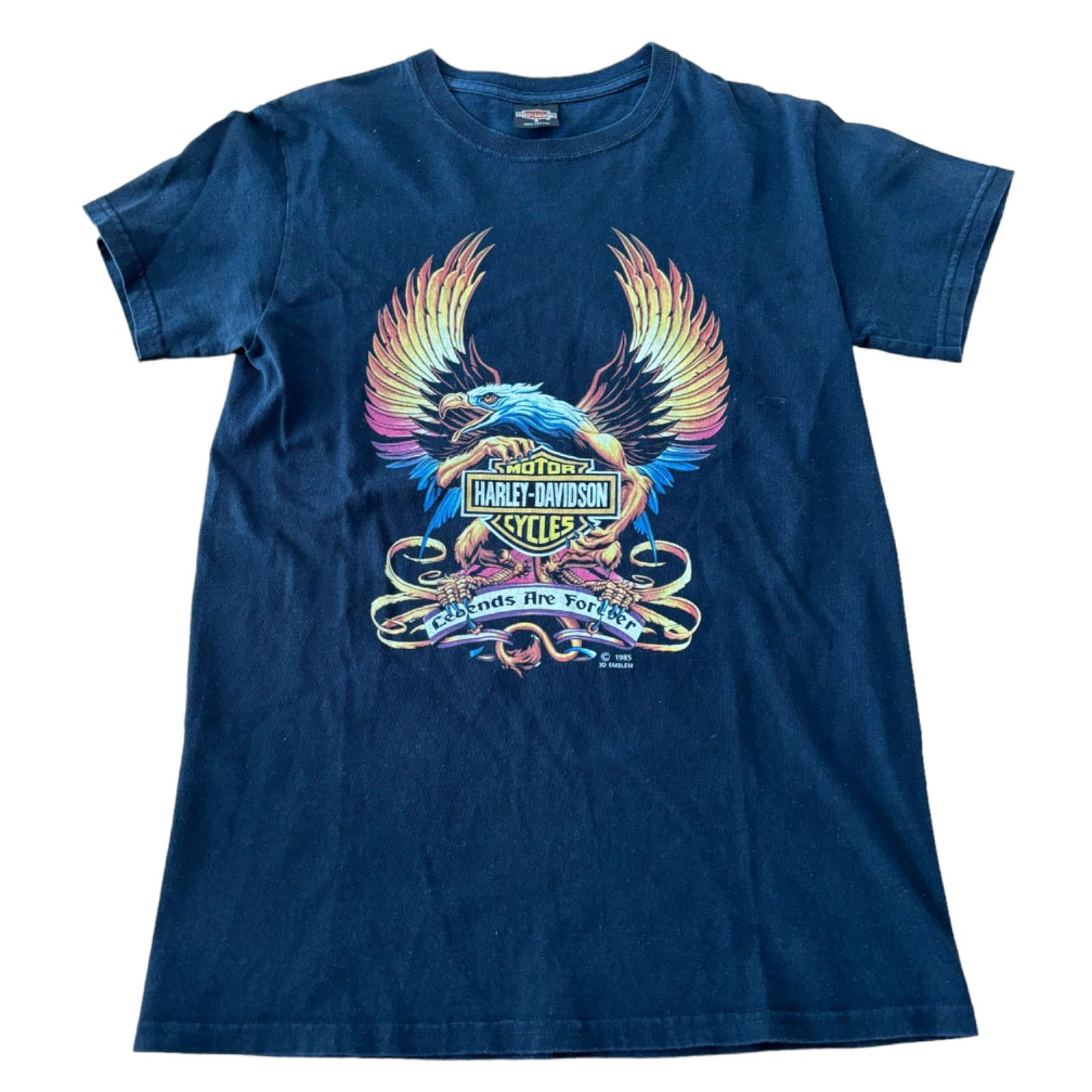 80s USA製 アメリカ製 ハーレーダビッドソン Tシャツ ブラック 3D 