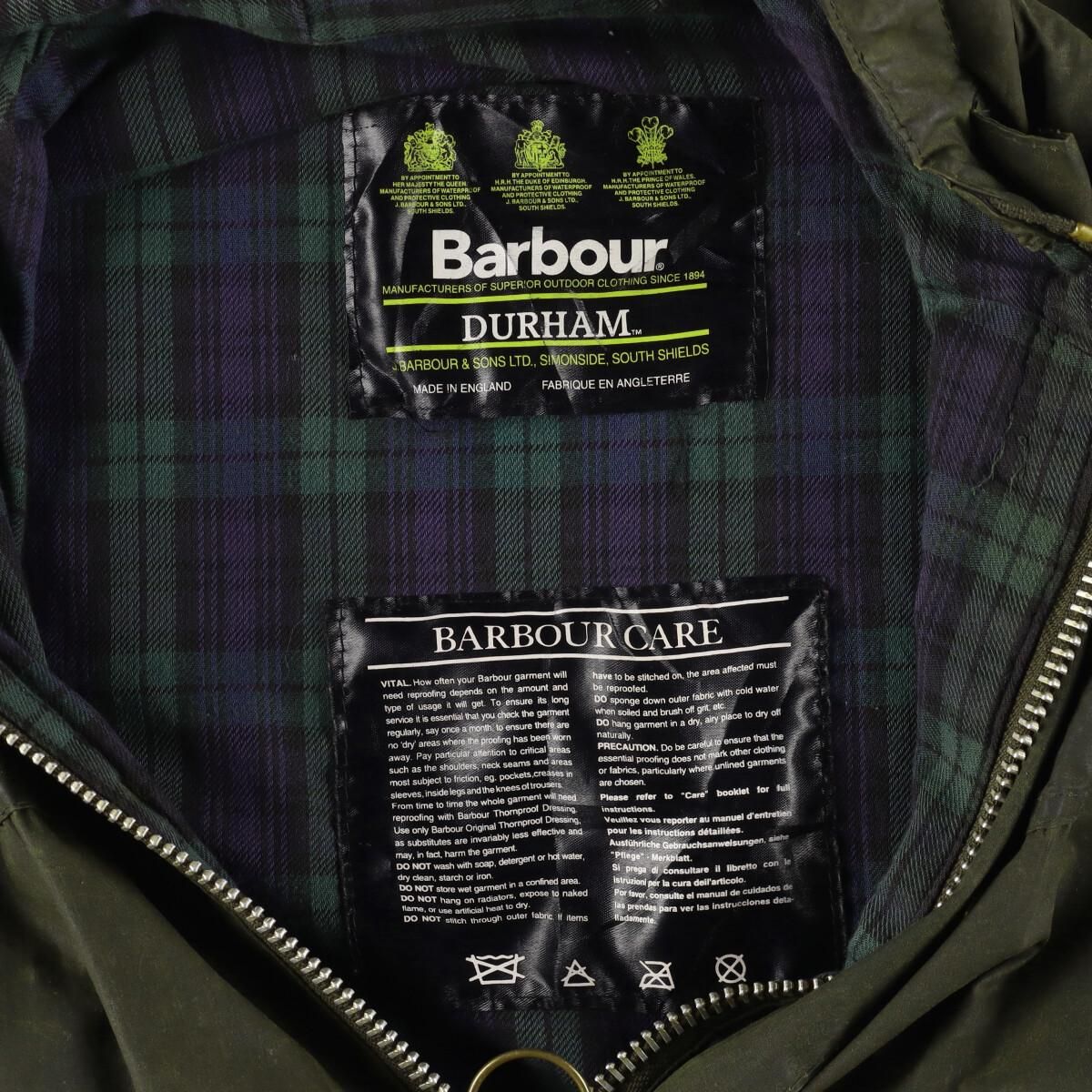 古着 80~90年代 バブアー Barbour DURHAM ダーハム 旧3ワラント 