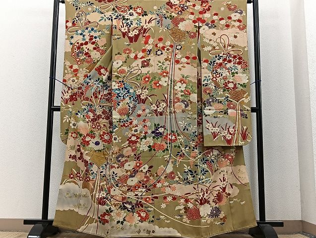 平和屋着物□極上 アンティーク 大正ロマン 振袖 駒刺繍 結び紐花文 金糸 金彩 逸品 BAAH3778zb4 - メルカリ