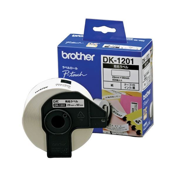 (まとめ) ブラザー DKプレカットラベル宛名ラベル 29×90mm 白/黒文字 DK-1201 1個(400枚) 